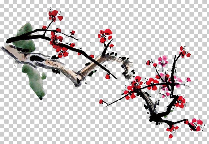 China Plum Blossom Ink Wash Painting Chinese Painting Poster PNG, Clipart, Blossom, Branch, Cherry Blossom, Chinese, Creative Free PNG Download