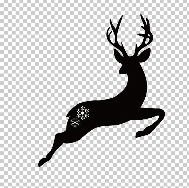 Deer Christmas Illustration PNG, Clipart, Animal, Animals, Antler, Black And White, Christmas Card Free PNG Download
