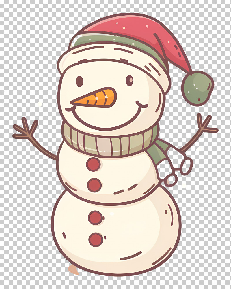 Snowman - Cute Snowman With Hat And Scarf PNG