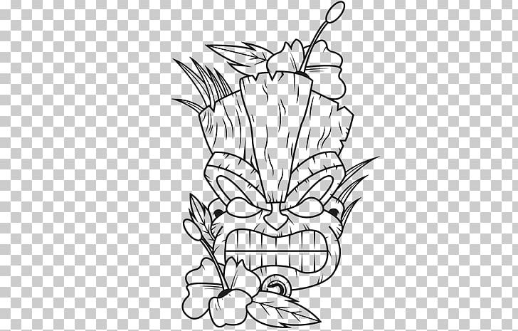 Tiki Floral Beauty Coloring Book Drawing Hawaiian PNG, Clipart, Artwork, Beauty, Black, Black And White, Book Free PNG Download