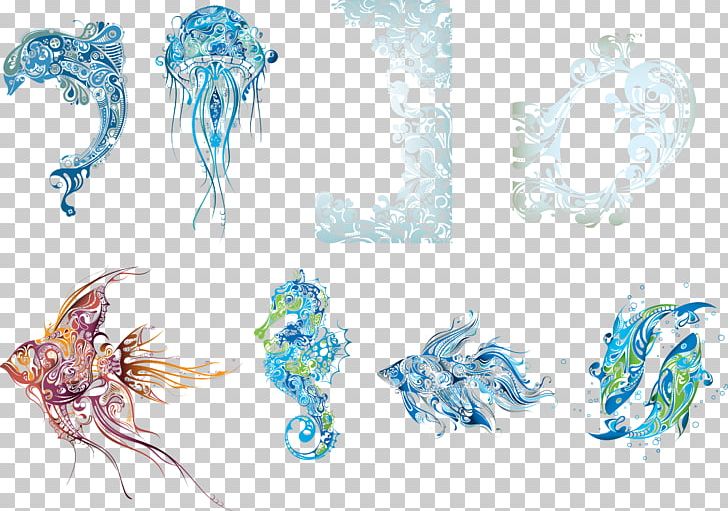 Pattern Composed Of Marine Organisms PNG, Clipart, Animal, Animals, Blue, Border Texture, Coreldraw Free PNG Download