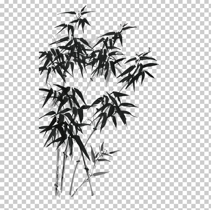 Bamboo Ink Wash Painting Drawing Illustration PNG, Clipart, Bamboo, Bamboo Leaves, Black, Branch, Chinese Style Free PNG Download