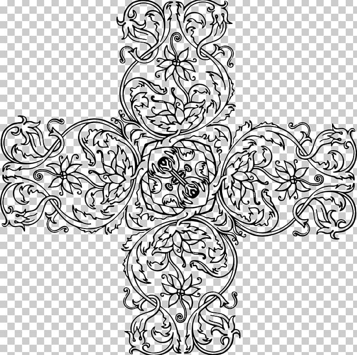 Drawing Ornament PNG, Clipart, Black, Black And White, Cartoon, Computer Icons, Cross Free PNG Download