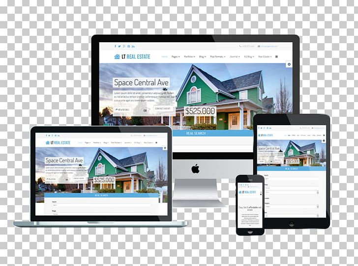 Web Development Responsive Web Design Real Estate PNG, Clipart, Brand, Communication, Computer Monitor, Display Advertising, Display Device Free PNG Download