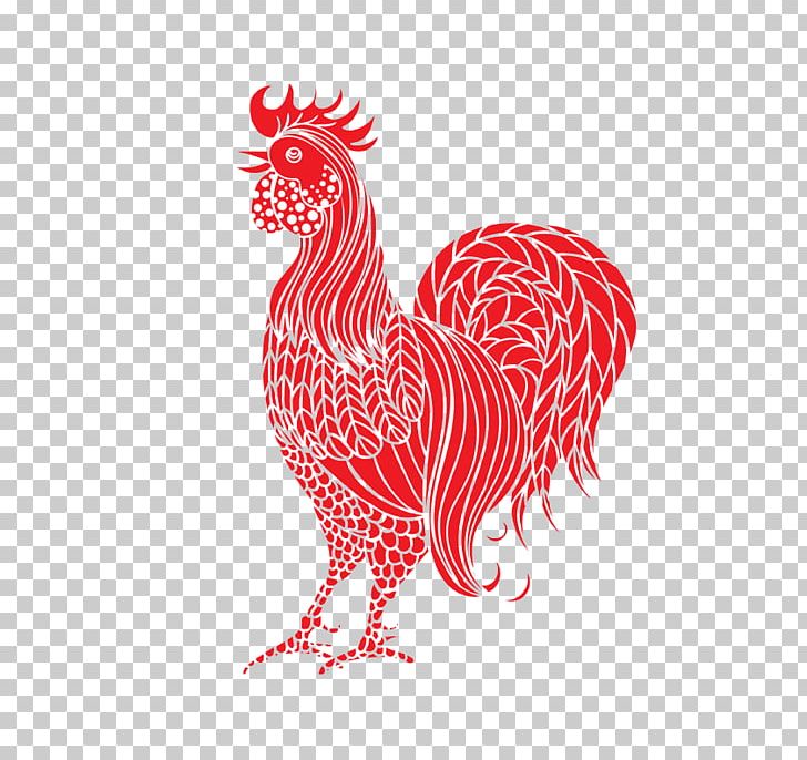 Chicken Chinese New Year Chinese Zodiac Rooster PNG, Clipart, Adobe Illustrator, Animal, Animals, Beak, Bird Free PNG Download