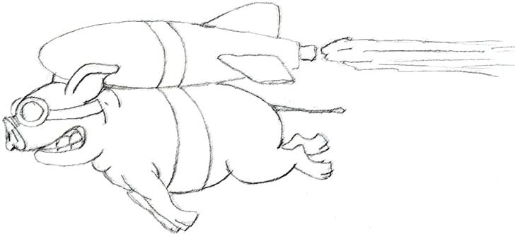 Miniature Pig When Pigs Fly Drawing Line Art PNG, Clipart, Angle, Arm, Black, Black And White, Carnivoran Free PNG Download