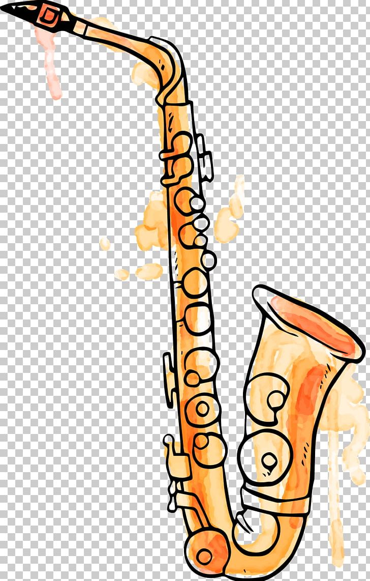 Saxophone Musical Instrument Watercolor Painting Trumpet Drawing PNG, Clipart, Area, Bell, Drawing, Drawing Vector, Hand Drawing Free PNG Download