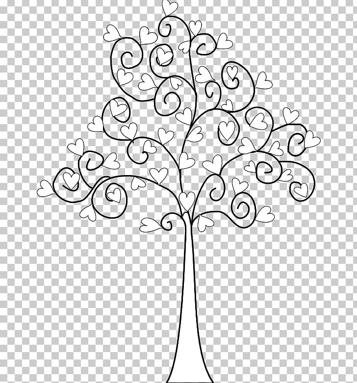 Tree Drawing Heart Valentine's Day Line Art PNG, Clipart, Black And White, Branch, Color, Coloring Book, Digital Stamp Free PNG Download
