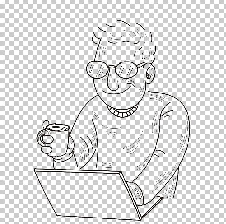 Coffee Drawing Drink Illustration PNG, Clipart, Arm, Black And White, Brief, Business Man, Cartoon Free PNG Download