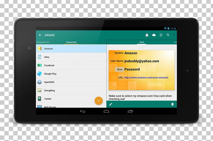 Tablet Computers Digital Wallet Computer Software Android Password Manager PNG, Clipart, Android, Computer Program, Digital Wallet, Display Device, Electronics Free PNG Download
