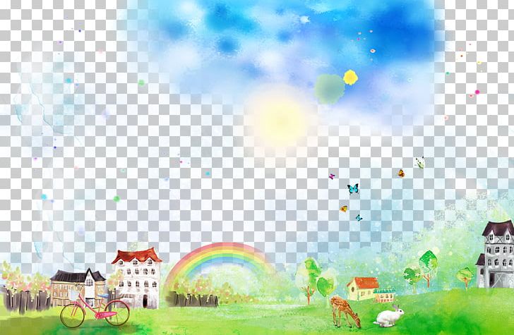 Poster Cartoon Watercolor Painting PNG, Clipart, Atmosphere, Balloon, Building, Cloud, Color Free PNG Download