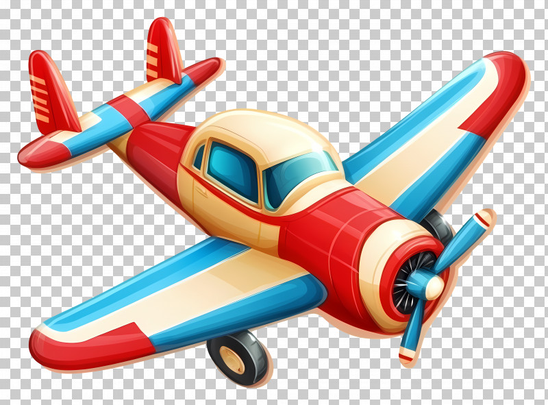 Cute Plane - Colorful Vintage Propeller Airplane Illustration PNG