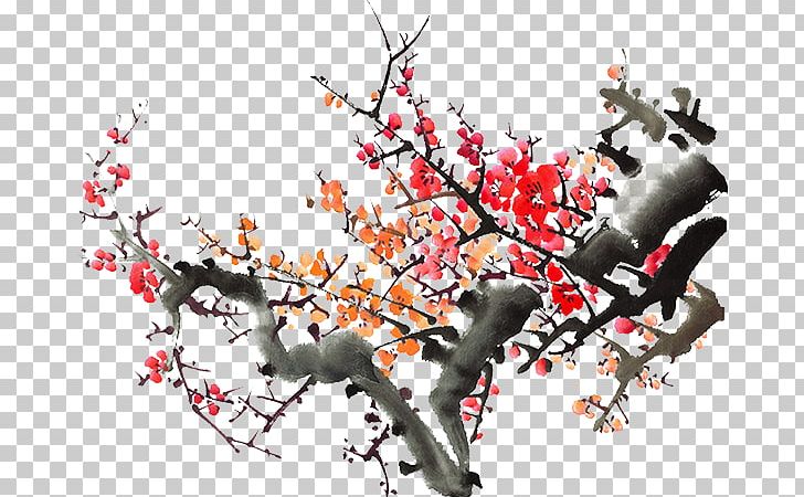 Portable Network Graphics Ink Wash Painting Watercolor Painting PNG, Clipart, Art, Blossom, Branch, Cherry Blossom, Download Free PNG Download