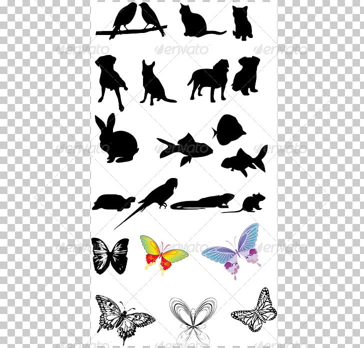 Dog Cat Silhouette Pet PNG, Clipart, Animal, Animals, Artwork, Black And White, Butterfly Free PNG Download