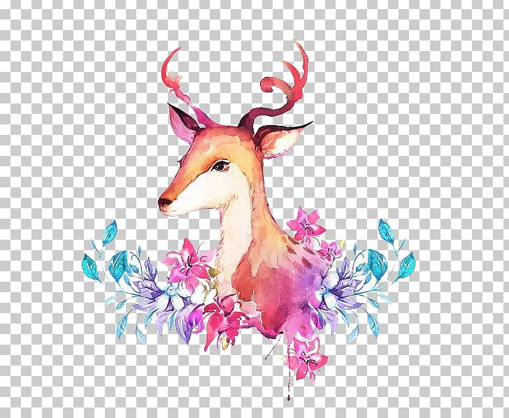 Deer Creative Watercolor Watercolor Painting PNG, Clipart, Animal, Animals, Antler, Art, Cartoon Free PNG Download