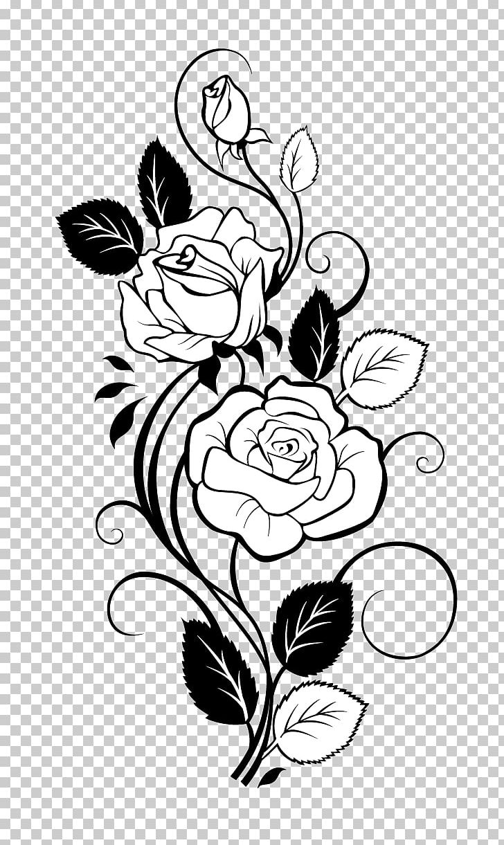 clipart cartoon characters black and white flowers