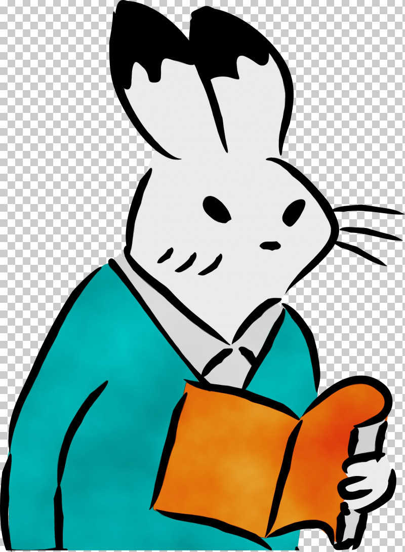 Cartoon Rabbit Character Happiness Headgear PNG, Clipart, Black, Book, Cartoon, Character, Happiness Free PNG Download