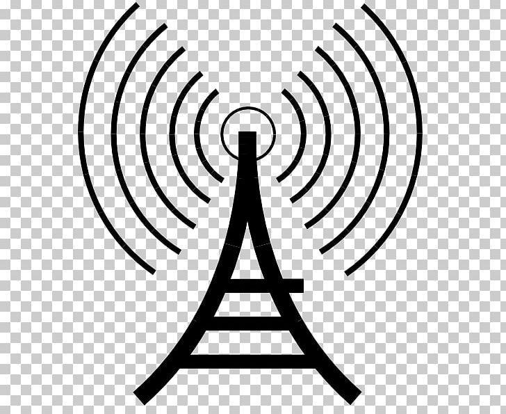 Radio Telecommunications Tower Broadcasting PNG, Clipart, Amateur Radio, Artwork, Black And White, Broadcasting, Circle Free PNG Download