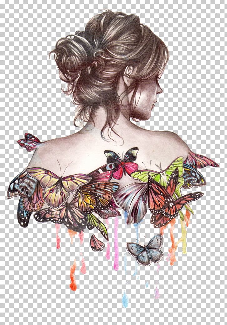 Painting Art Drawing Needlework Cross-stitch PNG, Clipart, Art, Brown Hair, Butterfly, Butterfly Art, Crossstitch Free PNG Download