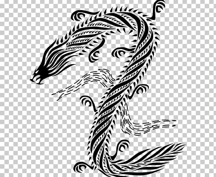 Chinese Dragon Black And White PNG, Clipart, Artwork, Big Cats, Black And White, Carnivoran, Cat Like Mammal Free PNG Download