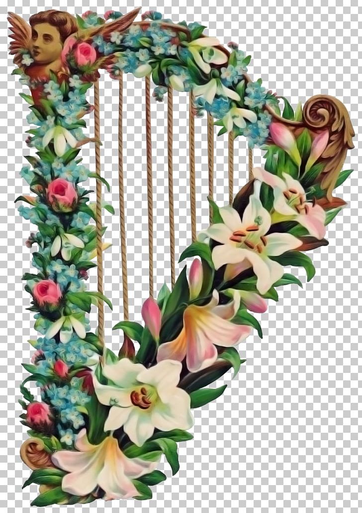 Harp Full-Color Fruits And Flowers Illustrations Music PNG, Clipart, Art, Artificial Flower, Celtic Harp, Color, Cut Flowers Free PNG Download