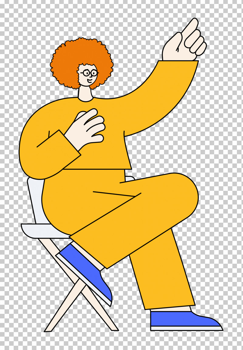 Sitting Cartoon Yellow Logo PNG, Clipart, Behavior, Cartoon, Cartoon People, Chair, Desk Free PNG Download