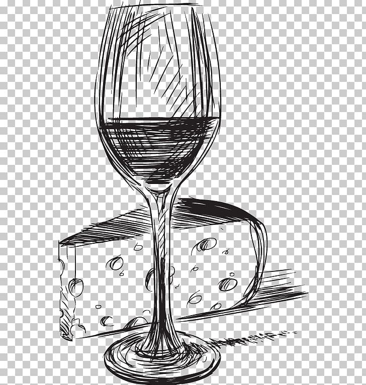 Red Wine Wine Glass Drawing PNG, Clipart, Black And White, Bottle, Champagne Stemware, Cheese, Drawing Free PNG Download