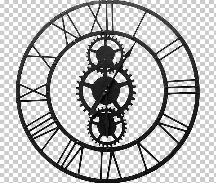 Wall Clocks Clock Face House Doctor Couture Wall Clock Utopia Alley Roman Round Clock PNG, Clipart, Area, Bicycle Drivetrain Part, Bicycle Part, Bicycle Wheel, Black And White Free PNG Download