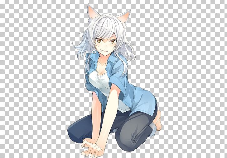 Catgirl Anime Monogatari Series Hair PNG, Clipart, Arm, Bakemonogatari, Black Hair, Black Hanekawa, Blue Hair Free PNG Download