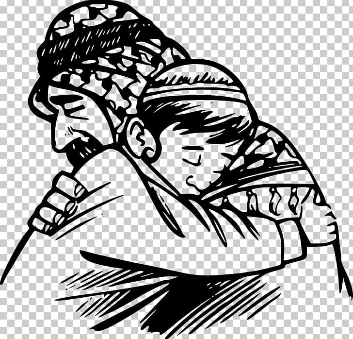 Hug Father PNG, Clipart, Artwork, Black, Black And White, Cartoon, Child Free PNG Download