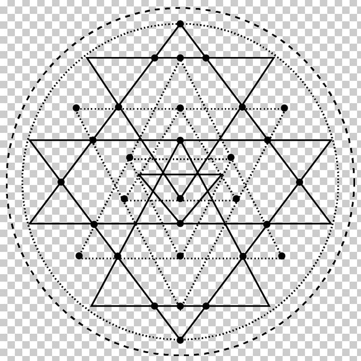 Sri Yantra Sacred Geometry Triangle Mandala PNG, Clipart, Angle, Area, Black And White, Chakra, Circle Free PNG Download