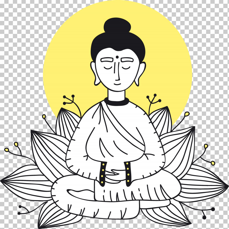 Line Art Meditation Black Hair Gesture PNG, Clipart, Black Hair, Bodhi Lotus, Gesture, Line Art, Lotus Free PNG Download
