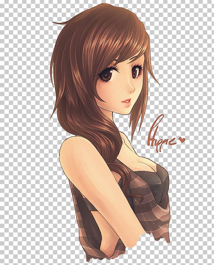 Anime girl with brown hair and bangs