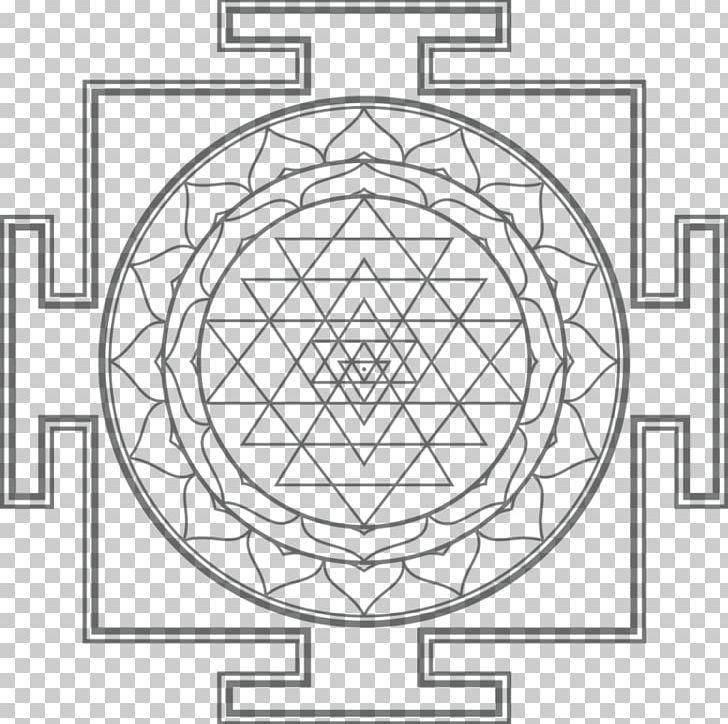 Sri Yantra Lakshmi Ganesha PNG, Clipart, Angle, Area, Black And White, Chakra, Circle Free PNG Download
