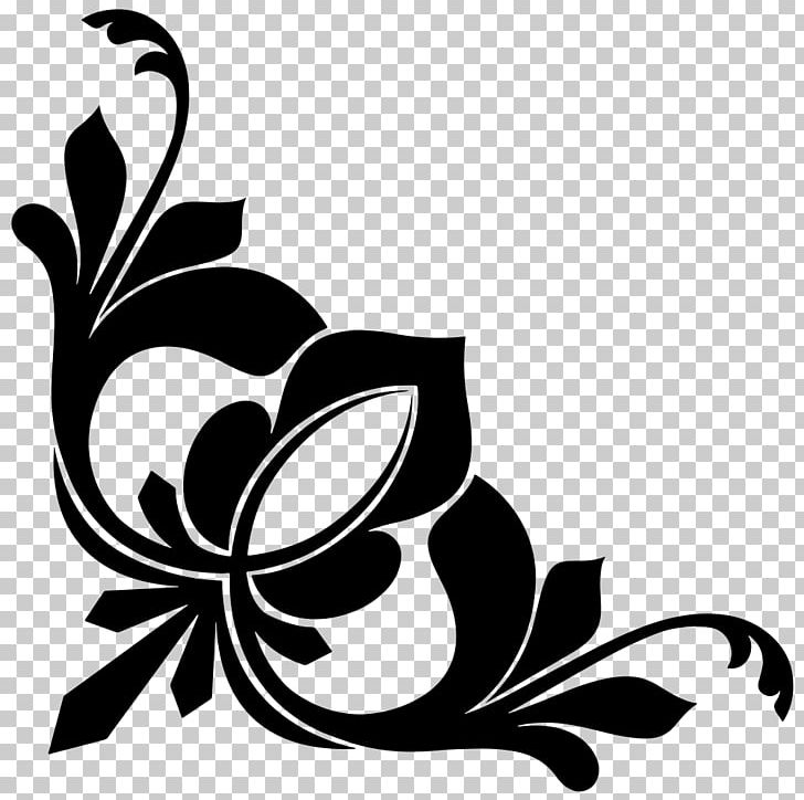 Decorative Corners Floral Ornament PNG, Clipart, Accent, Art, Artwork, Black And White, Branch Free PNG Download