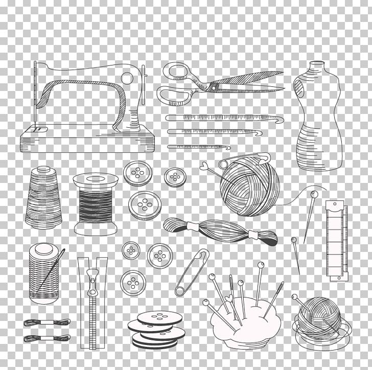 Euclidean Tailor Sewing Needle Sewing Machine PNG, Clipart, Angle, Black And White, Button, Clothing, Clothing Design Free PNG Download