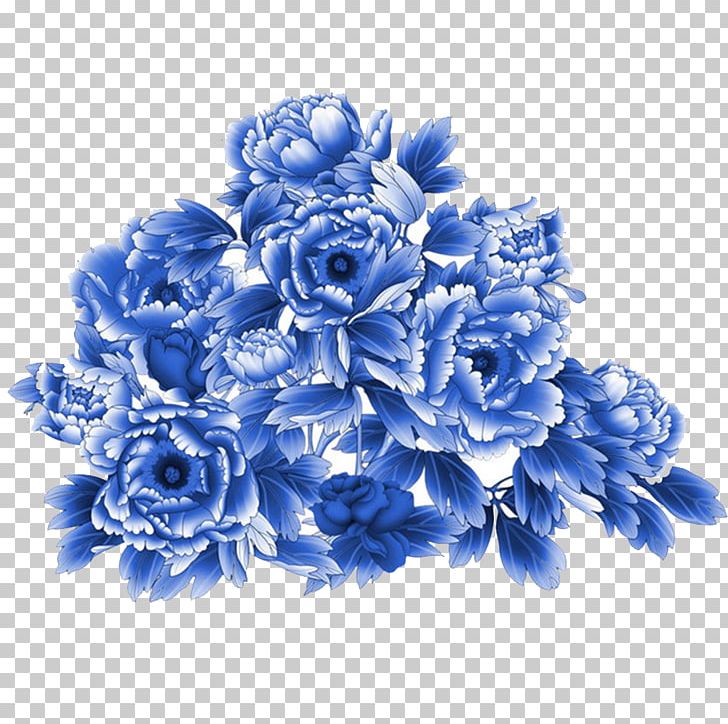 Moutan Peony Blue And White Pottery Illustration PNG, Clipart, Artificial Flower, Blue, Chinese Painting, Flower, Flower Arranging Free PNG Download