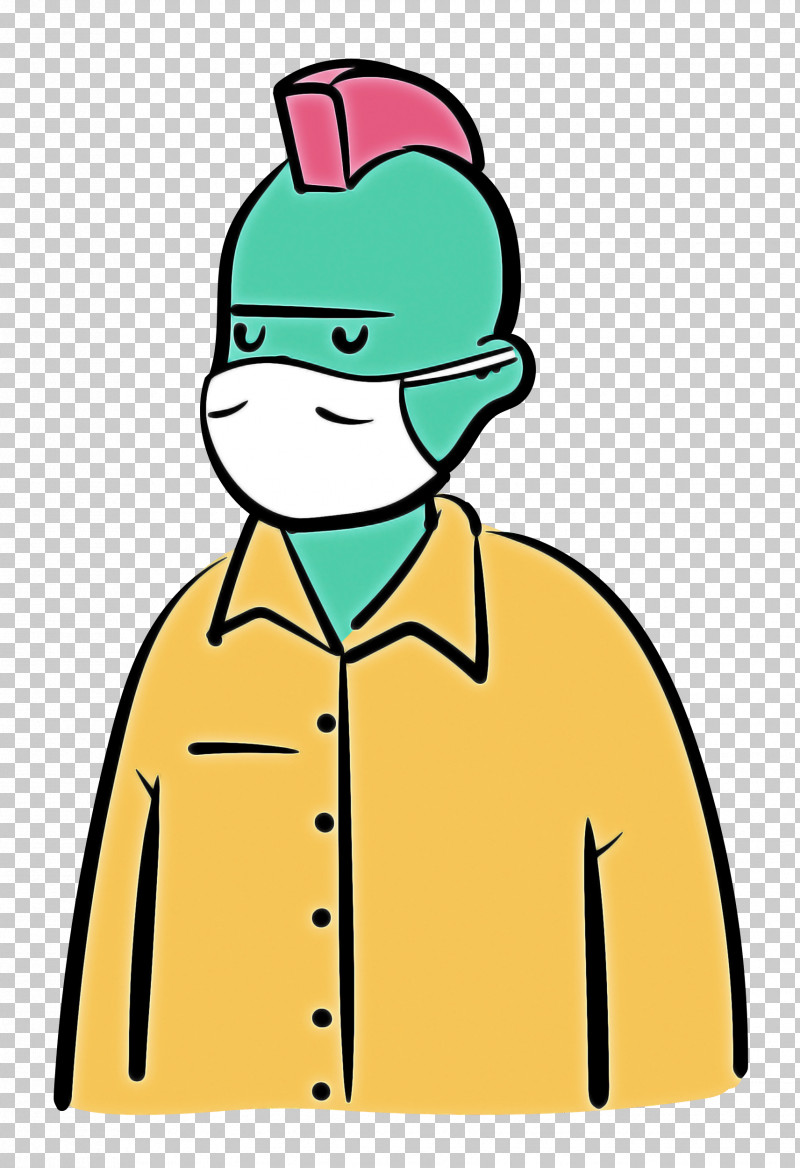 Man Medical Mask Coronavirus PNG, Clipart, Behavior, Cartoon, Character, Coronavirus, Green Free PNG Download
