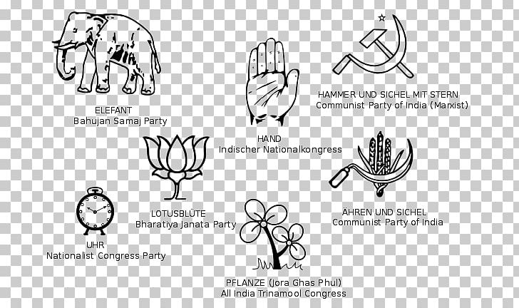 Indian National Congress Political Party Kitty Party Symbol PNG, Clipart, Angle, Area, Black And White, Drawing, Elections In India Free PNG Download