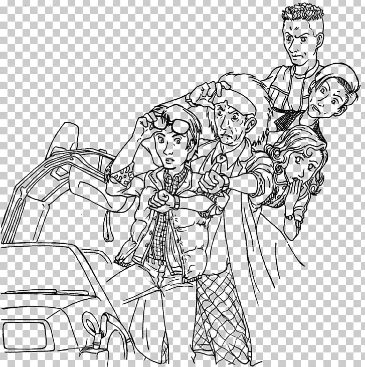 Marty McFly Dr. Emmett Brown Line Art Drawing Back To The Future PNG, Clipart, Arm, Art, Artwork, Back To The Future Part Ii, Black And White Free PNG Download