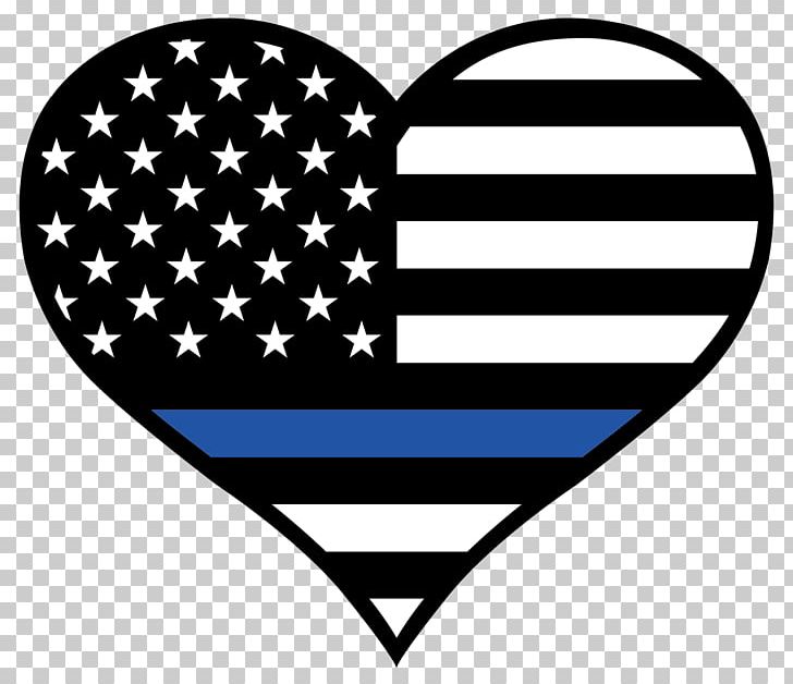 Thin Blue Line Law Enforcement Sticker Police Officer United States PNG, Clipart, Black And White, Decal, Flag Of The United States, Heart, Law Enforcement Free PNG Download