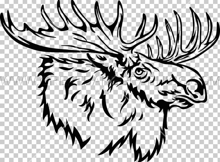 Moose Line Art Drawing Black And White PNG, Clipart, Antler, Art, Artwork, Beak, Black And White Free PNG Download