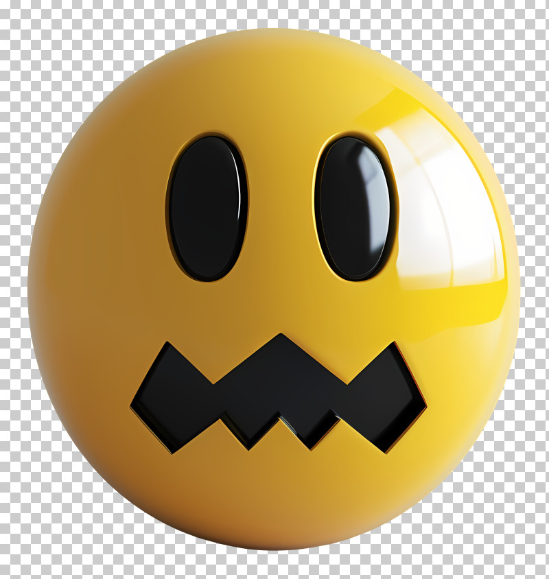 Emoji - Yellow Worried Emoji With Black Mouth PNG