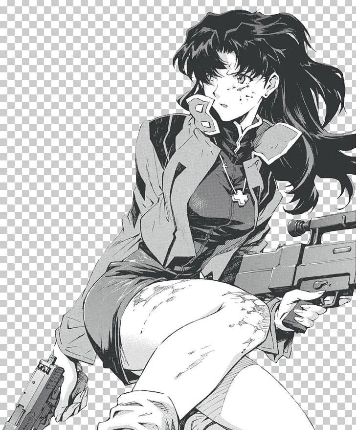 Misato Katsuragi Mangaka Anime Neon Genesis Evangelion PNG, Clipart, Artwork, Black And White, Black Hair, Cartoon, Comics Free PNG Download