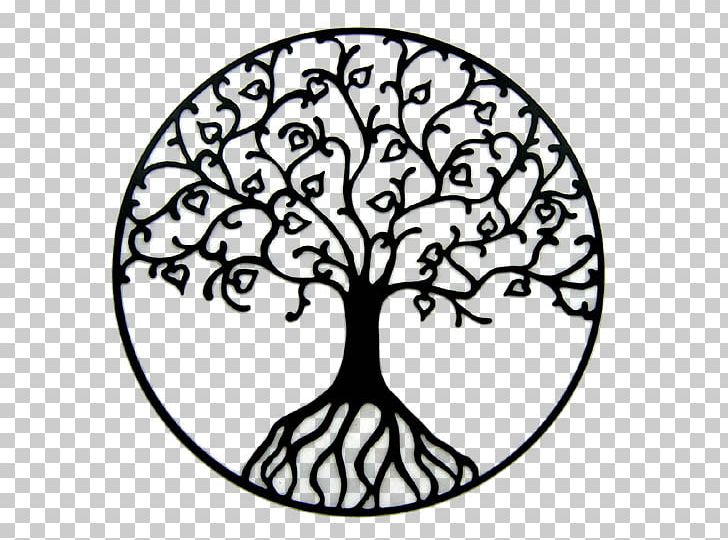 Wall Decal Tree Of Life Sticker Drawing PNG, Clipart, Area, Art, Black And White, Branch, Circle Free PNG Download