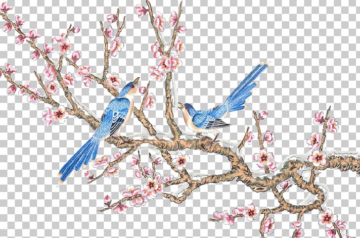 Bird-and-flower Painting Chinese Painting Ink Wash Painting Illustration PNG, Clipart, Artwork, Beak, Bird, Blossom, Branch Free PNG Download