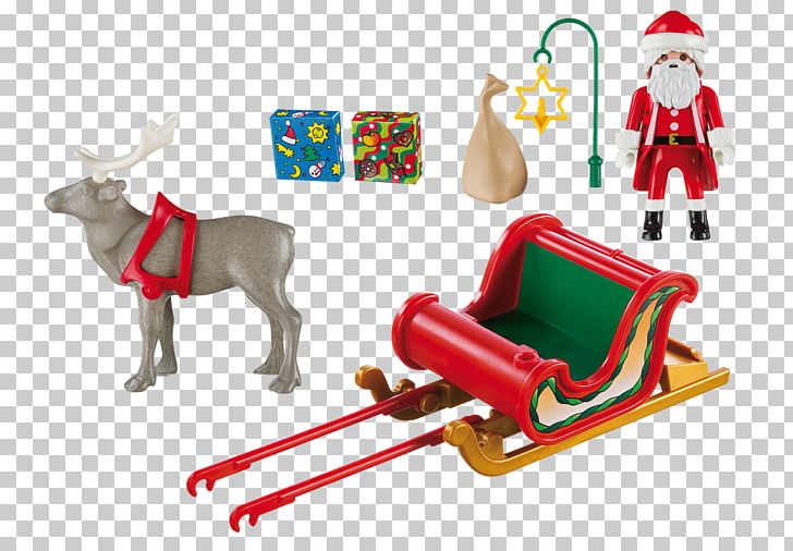 Reindeer Santa Claus Playmobil Christmas Sled PNG, Clipart, Animal Figure, Cartoon, Character, Christmas, Christmas Ornament Free PNG Download