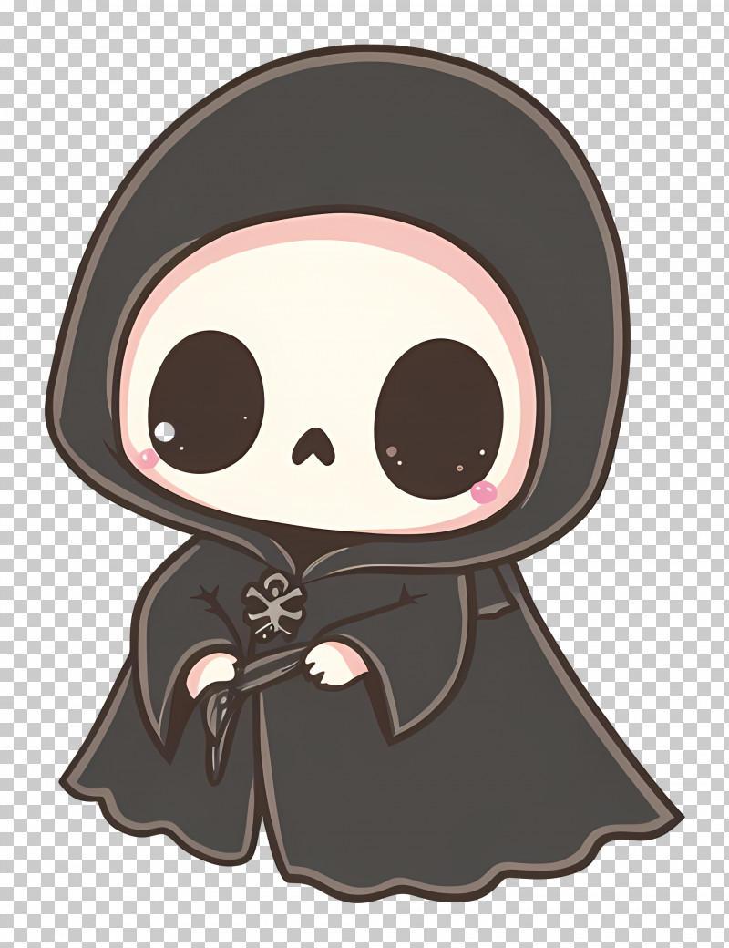 Halloween Grim Reaper - Cute Grim Reaper Cartoon Illustration PNG