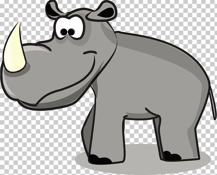 Rhinoceros Hippopotamus Cartoon PNG, Clipart, Animal, Animal Figure, Animation, Bear, Black And White Free PNG Download