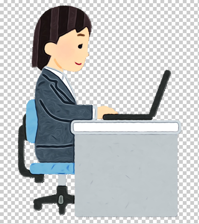 Cartoon Sitting Job Desk Furniture PNG, Clipart, Cartoon, Computer Desk, Desk, Employment, Furniture Free PNG Download